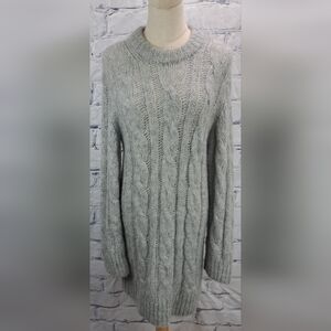 Michael Kors Women's Cable Knit Sweater Dress Gray Nylon Alpaca XS